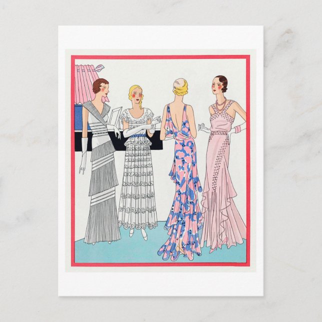 Modeplatte für Abend Gowns der 20er Jahre Postkarte (Vorderseite)