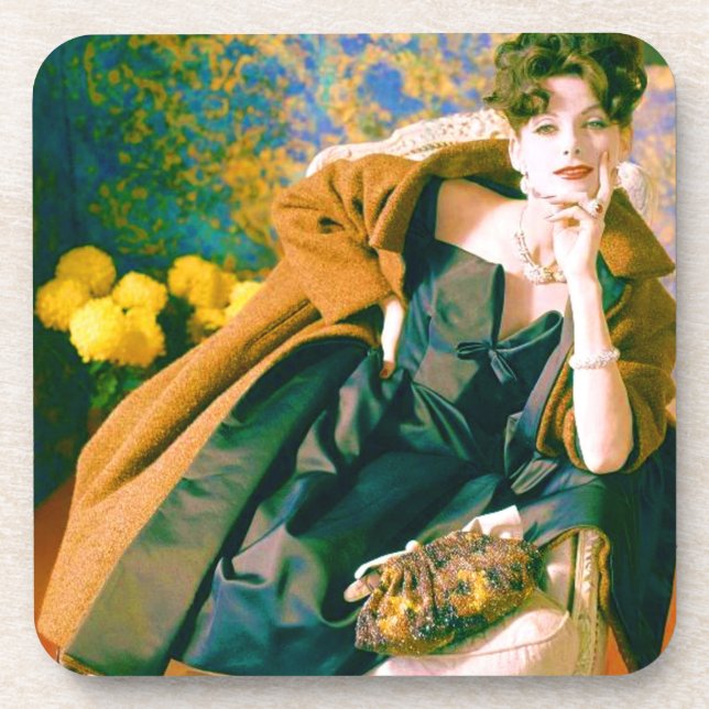 Modeportrait der 50er Jahre Getränkeuntersetzer (Vorderseite)