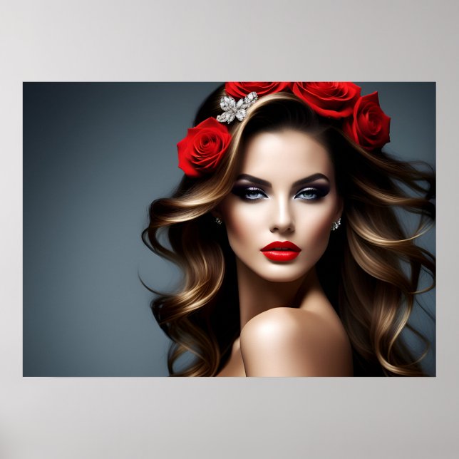 Modeportrait der Frauenkunst Poster (Vorne)