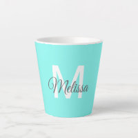 Moder chic minimalalist monogram Turquoise aqua bl