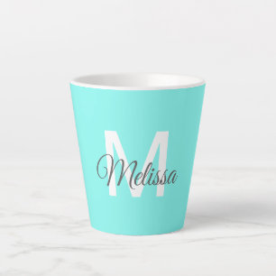 Moder chic minimalalist monogram Turquoise aqua bl Milchtasse