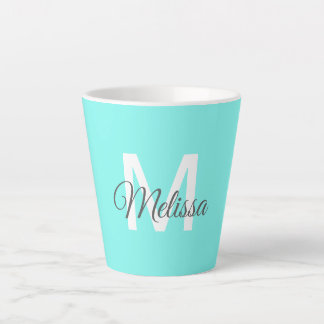 Moder chic minimalalist monogram Turquoise aqua bl Milchtasse