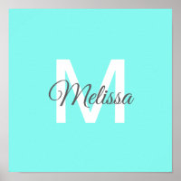 Moder chic minimalalist monogram Turquoise aqua bl
