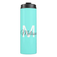 Moder chic minimalalist monogram Turquoise aqua bl
