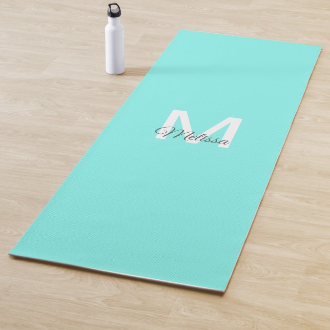 Moder chic minimalalist monogram Turquoise aqua bl Yogamatte (Beispiel)
