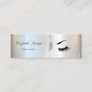 Moder Elegant, Silberner Pinselstrich, Wimpern, Ma Mini Visitenkarte