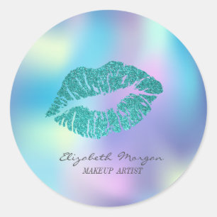 Moder Glittery Lips, irisierend holografisch Runder Aufkleber