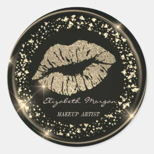 Moder Gold Glitzer Lips, Confetti Runder Aufkleber