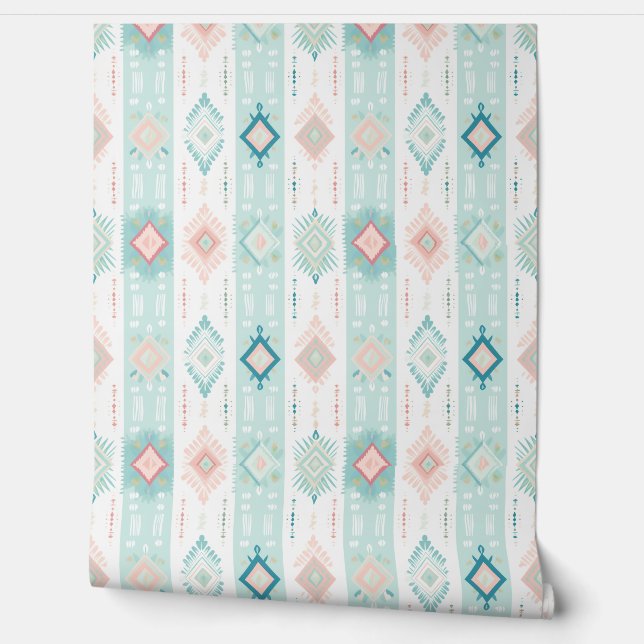 Moder Pastell Boho Druckmuster Tapete (Abrollen)