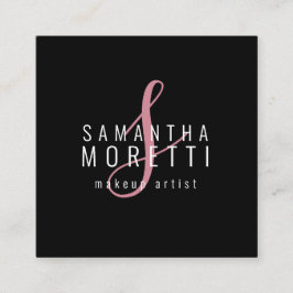 Moderen Makeup Artist Pink Black Quadratische Visitenkarte