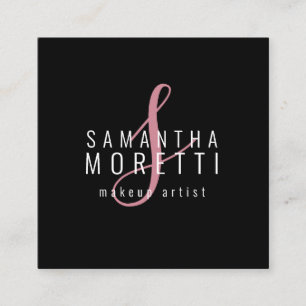 Moderen Makeup Artist Pink Black Quadratische Visitenkarte