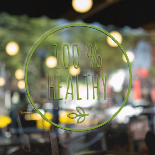 Modern 100 % Gesund Gesundes Essen Öko Grün Fensteraufkleber