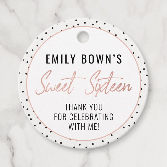 Modern 16 . Geburtstag Birthday Party Gefallen Tag Geschenkanhänger (Vorderseite)