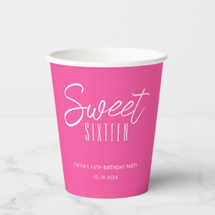 Modern 16 . Geburtstag Hot Pink Girls 16. Geburtst Pappbecher