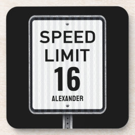 Modern 16th Birthday Speed Sign Getränkeuntersetzer