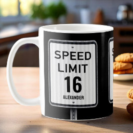 Modern 16th Birthday Speed Sign Kaffeetasse