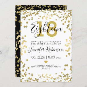 Modern 18. Geburtstagsparty Gold Foil Dots Einladung