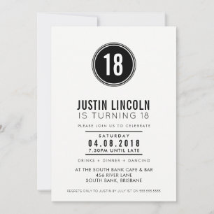MODERN 18. Geburtstagsparty INVITE schlichter Flec Einladung
