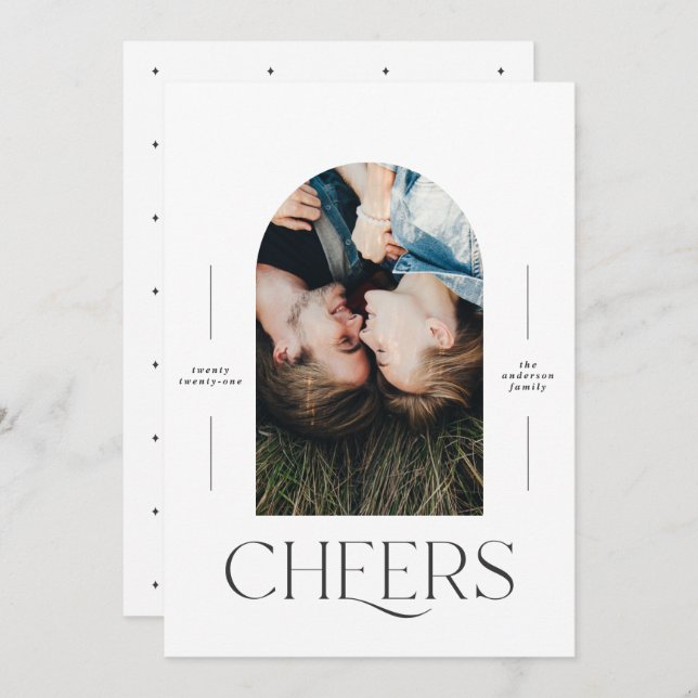 Modern 1 Foto Typografie schwarz + Weiß (Vorne/Hinten)