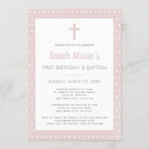 Modern 1. Geburtstag Taufe Girl Pink Polka Dot