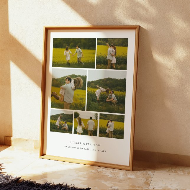 Modern 1. Jubiläum Foto Collage Couple Custom Poster (Von Creator hochgeladen)