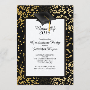 Modern 2015 Gold Black Graduation Party Einladung