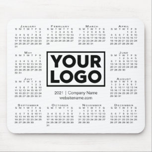 Modern 2021 Calendar Business Company Logo Weiß Mousepad