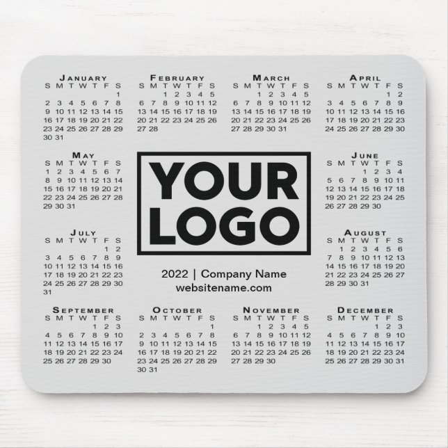 Modern 2022 Calendar Business Company Logo Grau Mousepad (Vorne)