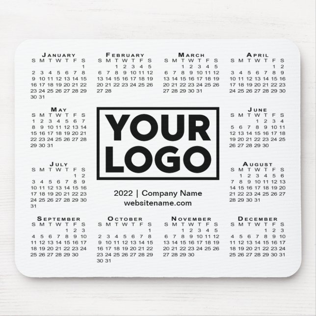 Modern 2022 Calendar Business Company Logo Weiß Mousepad (Vorne)