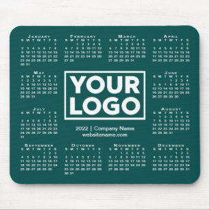 Modern 2022 Calendar Business-Logo Blue-Green Mousepad