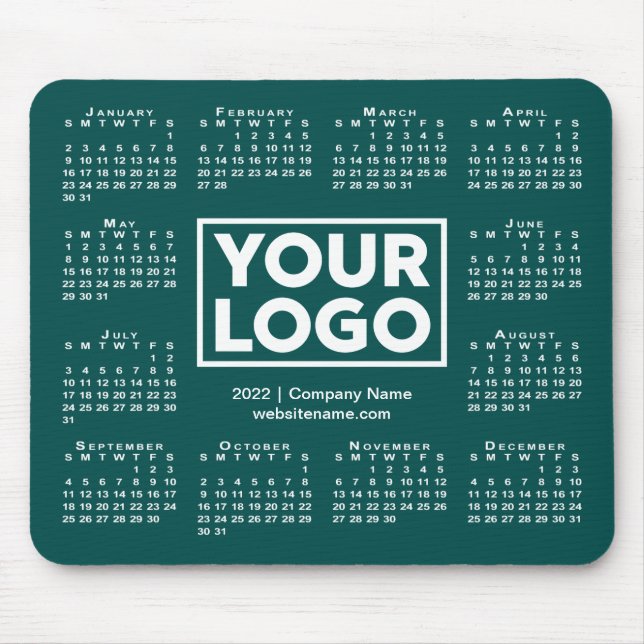 Modern 2022 Calendar Business-Logo Blue-Green Mousepad (Vorne)