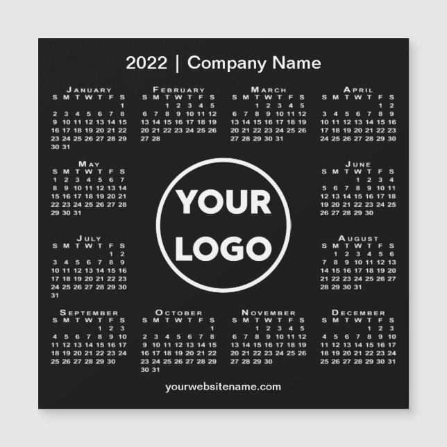 Modern 2022 Calendar Company Logo auf Black Magnet (Vorderseite)