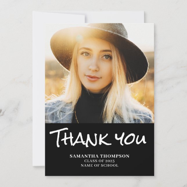 Modern 2023 Abschluss Foto Wohnung Danke Karte (Vorderseite)