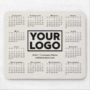 Modern 2023 Calendar Business Company Logo Beige Mousepad