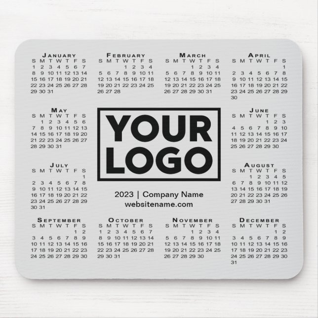 Modern 2023 Calendar Business Company Logo Grau Mousepad (Vorne)