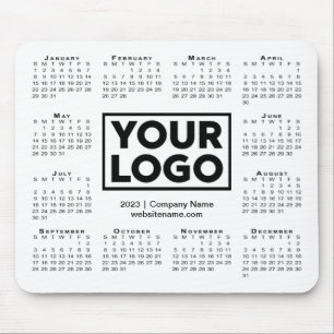Modern 2023 Calendar Business Company Logo Weiß Mousepad