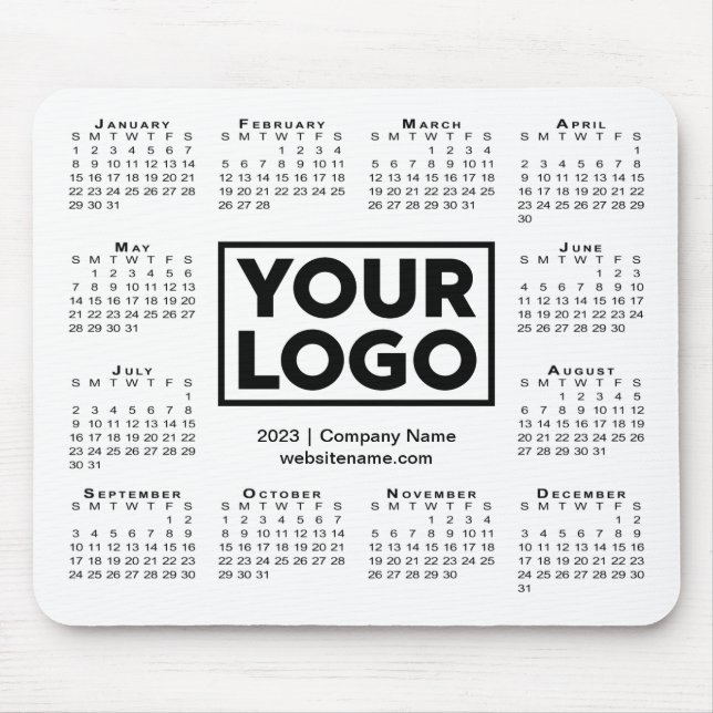 Modern 2023 Calendar Business Company Logo Weiß Mousepad (Vorne)