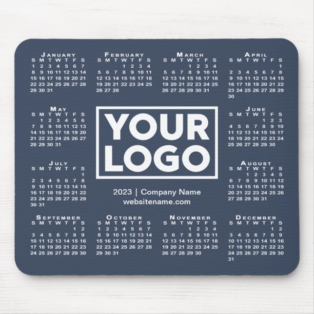 Modern 2023 Calendar Business Logo Navy Blue Mousepad (Vorne)