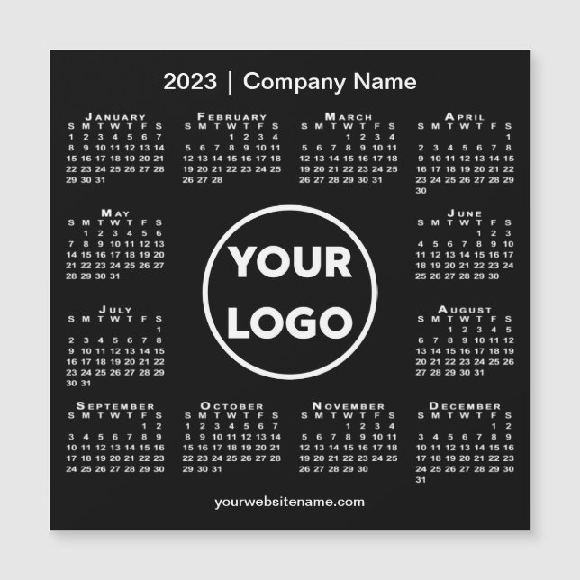 Modern 2023 Calendar Company Logo auf Black Magnet (Vorderseite)