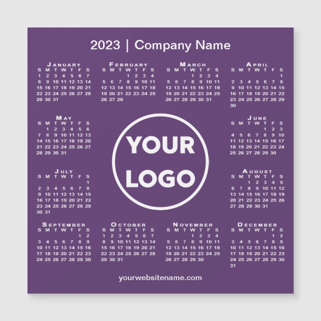 Modern 2023 Calendar Company Logo auf Lila Magnet (Vorderseite)