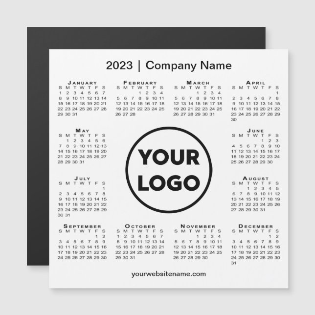 Modern 2023 Calendar Company Logo auf White Magnet (Vorne/Hinten)