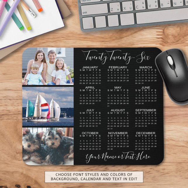 Modern 2023 Kalender 3 Foto Personalisiert Mousepad (Von Creator hochgeladen)