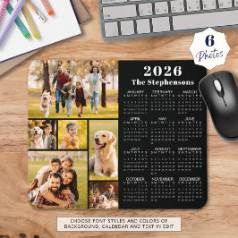 Modern 2023 Kalender 6 Foto Collage Personalisiert Mousepad