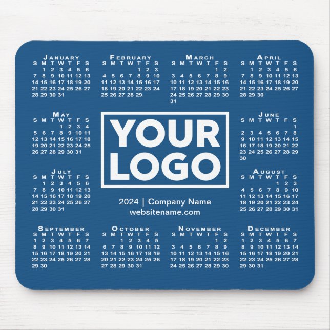 Modern 2024 Calendar Business Logo Blue Mousepad (Vorne)