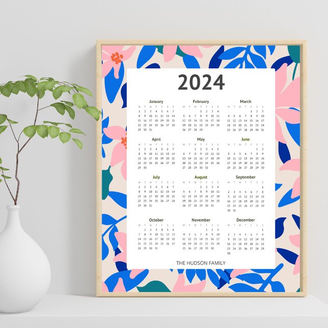 Modern 2024 farbenfroher, kühne Muster Kalender Poster (Von Creator hochgeladen)