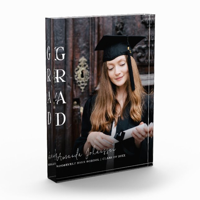 Modern 2024 Grad White Script Overlay Keepsake Fotoblock (Links)