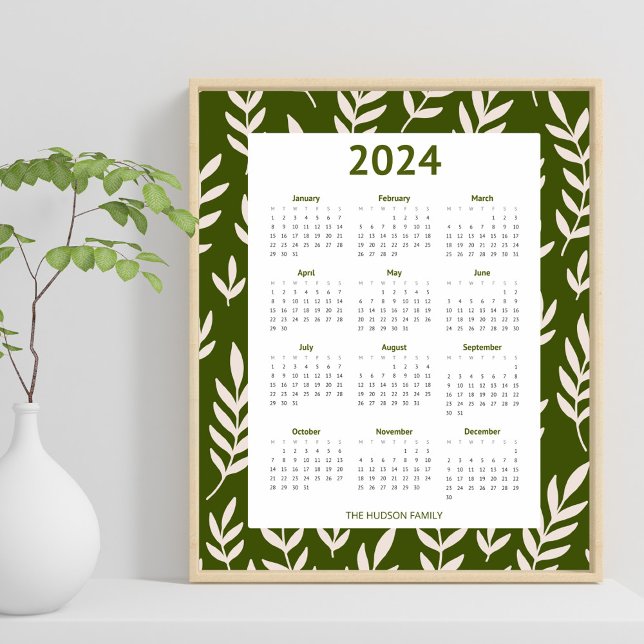 Modern 2024 Grüngrüne Olivenbäume Calender Poster (Von Creator hochgeladen)