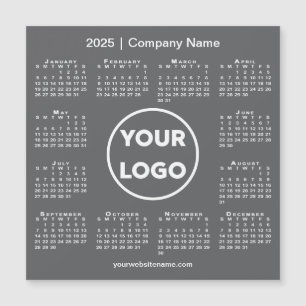 Modern 2025 Calendar Company Logo Dunkelgrau Magne Magnetkarte