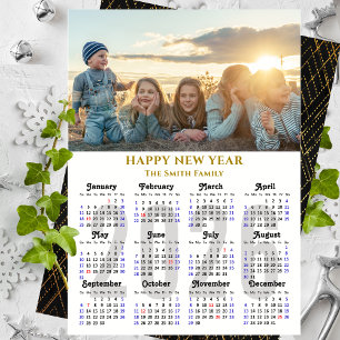 Modern 2025 Calendar Foto Gold Script Minimalistis Feiertagskarte