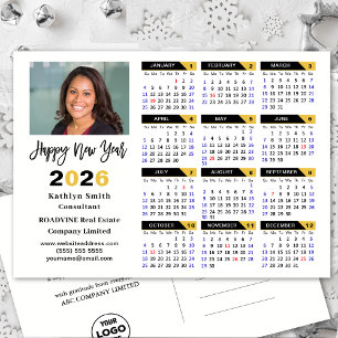 Modern 2025 Calendar Gold Black Business Foto Feiertagspostkarte